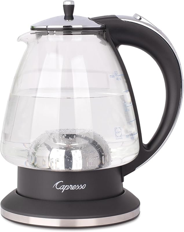 Capresso H2O Glass Rapid-Boil Electric Kettle 240.03, Fast Water Heate