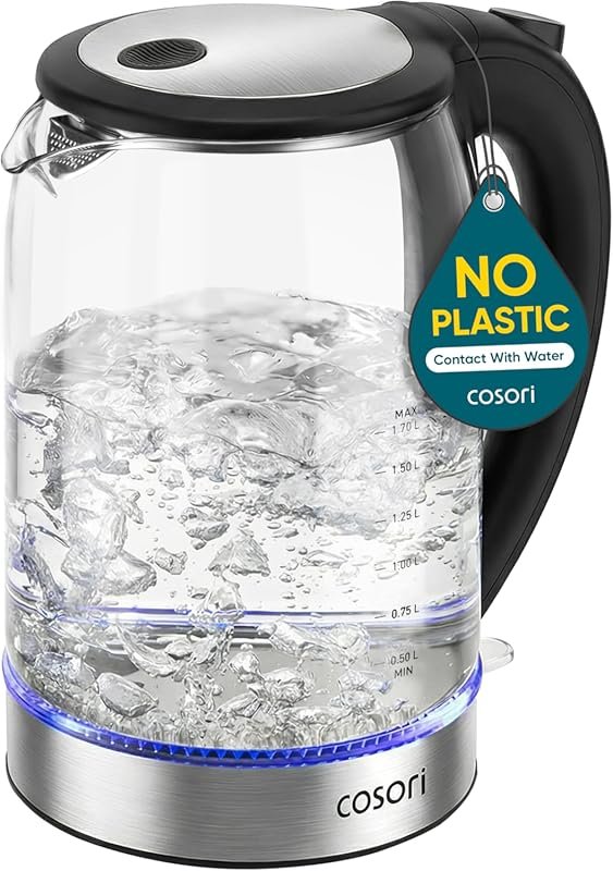 Cosori 1.7L Electric Kettle with Borosilicate Glass, No Plastic Contac